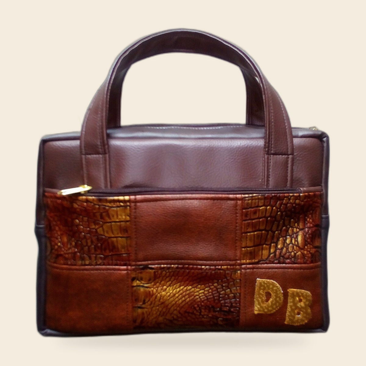 DB patchwork bible bag with gold accents